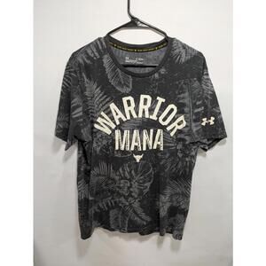 Mens Under Armour Project Rock Black Warrior Mana Heat Gear Gym Shirt Size XL